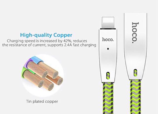 Cáp Sạc Nhanh Tự Ngắt Iphone Hoco U11