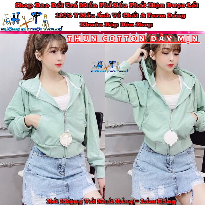 Áo khoác lửng nữ thun cotton dày dặn mẫu trơn hót 2020 | BigBuy360 - bigbuy360.vn