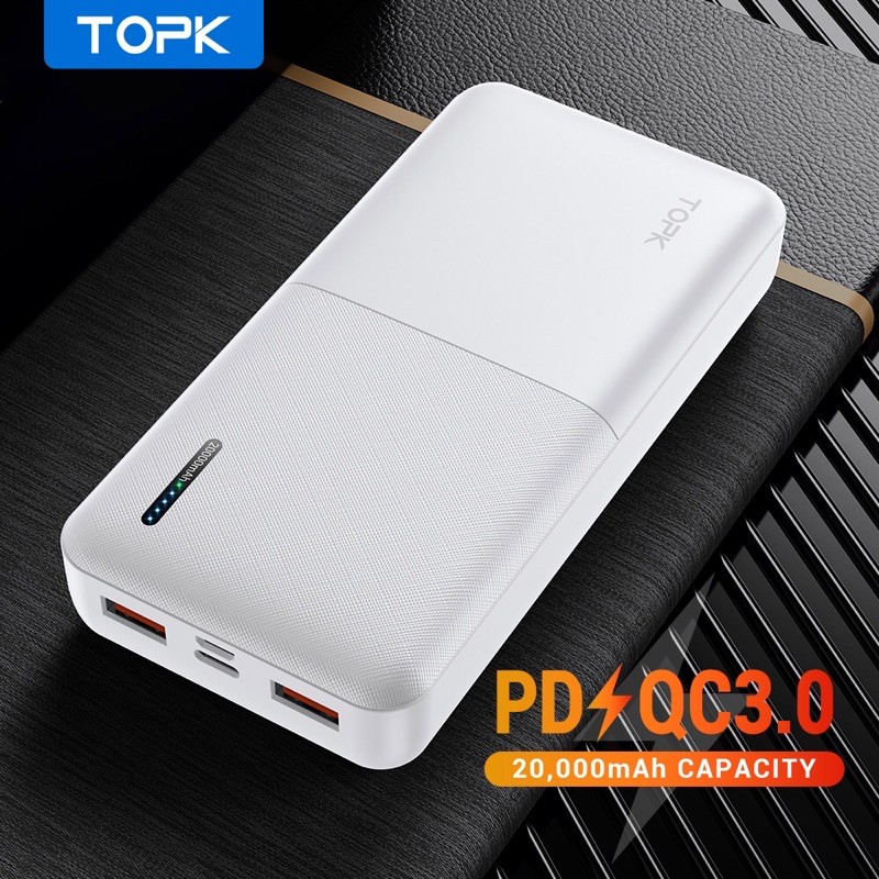 Pin Dự Phòng TOPK I2009Q 18W QC3.0 Sạc Nhanh 2 Cổng USB PD3.0 QC3.0 20000mAh Cho Xiaomi Samsung IPhone