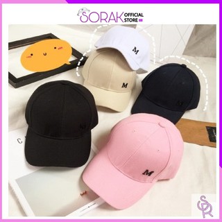 Mũ lưỡi trai nam nữ  chữ M unisex cotton cao cấp thấp hút mồ hôi kiểu dáng basic Hàn Quốc ML18