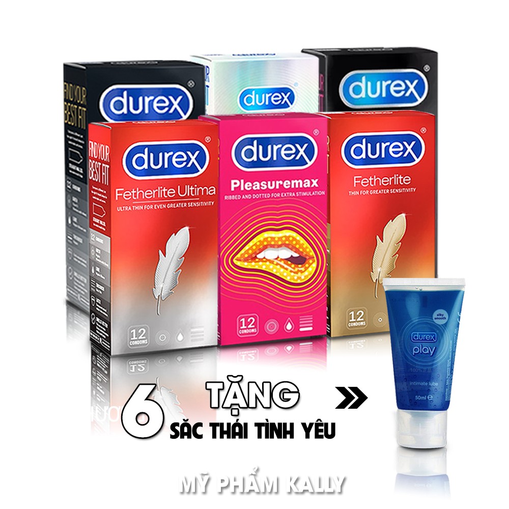 Bcs Durex Invisible+Performa+Kingtex+Pleasuremax+FetherliterUltima+Fetherlite Tặng 1 Gel Durex Play