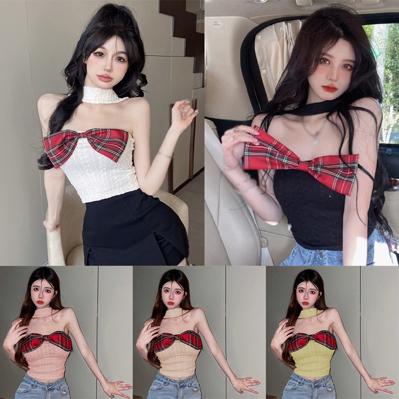 Áo Croptop Dệt Kim Hai Dây Dáng Ôm Thời Trang Dành Cho Nữ