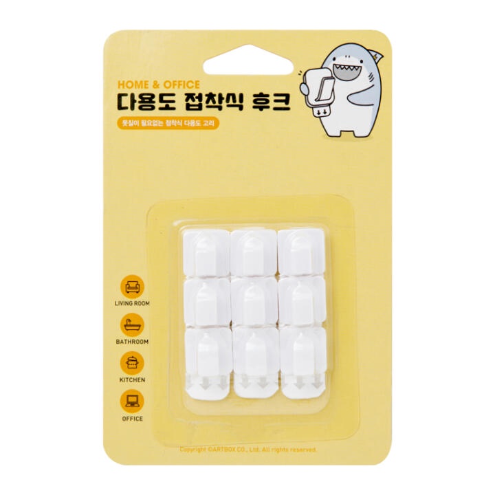 Set 9 Móc Treo Đồ ARTBOX Hàn Quốc Màu Trắng Dạng Dán Dính