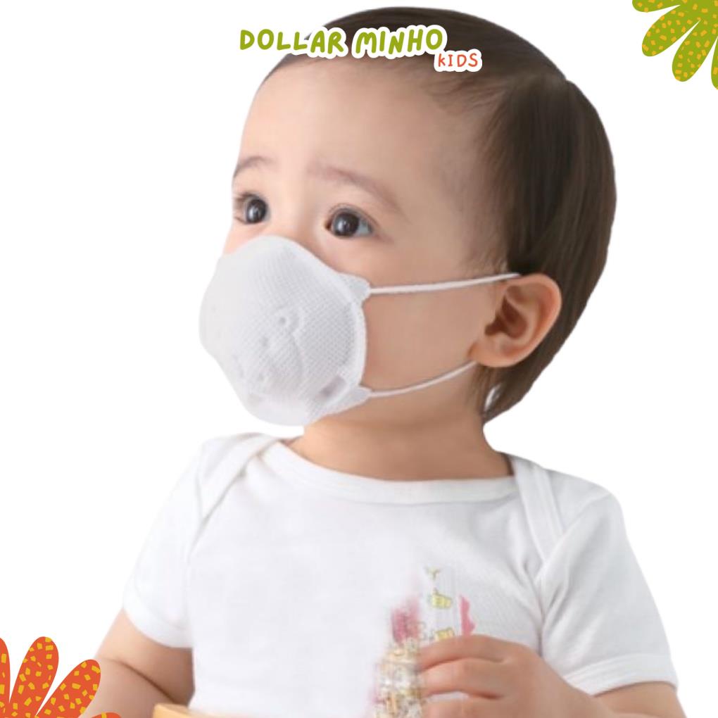 Set 3 khẩu trang trẻ em hình Gấu 3D Uni Mask, Khẩu trang kháng khuẩn cho bé