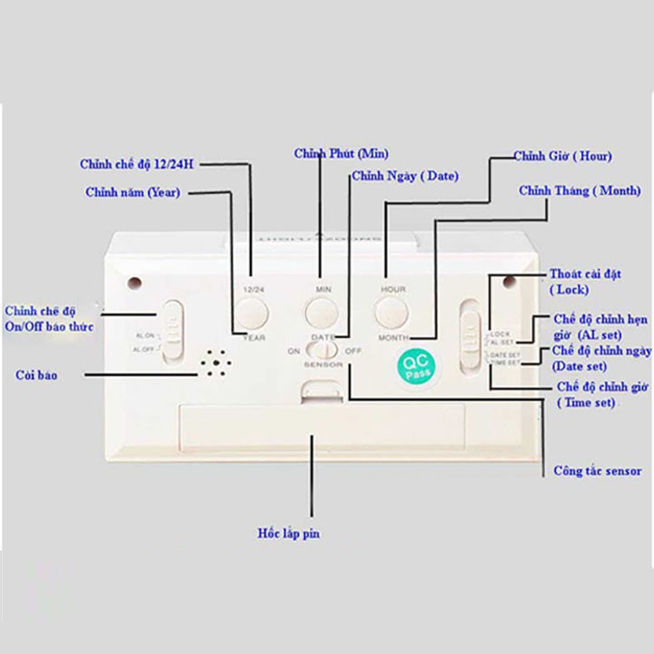 Đồng hồ báo thức cảm biến phát sáng trong đêm M3