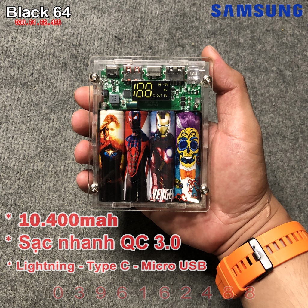 Sạc dự phòng 10.400 mah mica trong suốt siêu ngầu