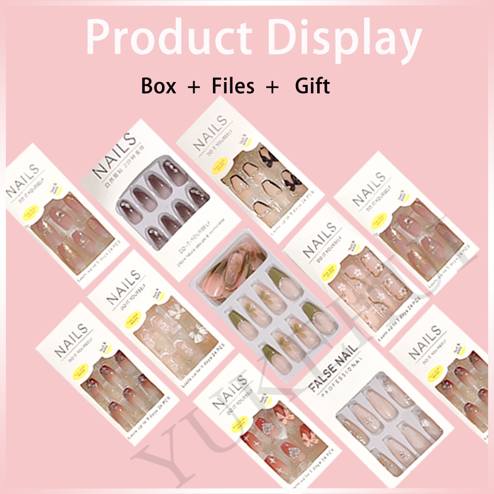 1219 bộ móng tay giả set móng giả trong suốt móng tay giả đính nơ móng tay giả dài vuông set 24 móng tay giả  móng giả thiết kế  set 24 móng tay giả  móng giả thiết kế