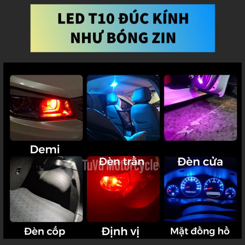 1 Bóng Led T10 Đúc Kính Như Zin Sáng Đẹp gắn Xi nhan, Demi, Mặt đồng hồ