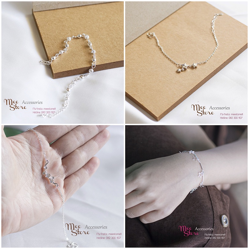Lắc tay vòng tay mạ bạc phong cách Hàn Quốc thiết kế đơn giản, tinh tế, nhẹ nhàng, nữ tính Mee Store