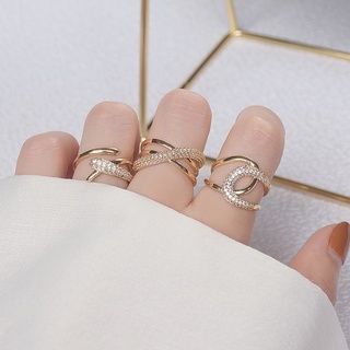 Nhẫn mạ vàng 18k đính đá zircon đơn giản phong cách Hàn Quốc

