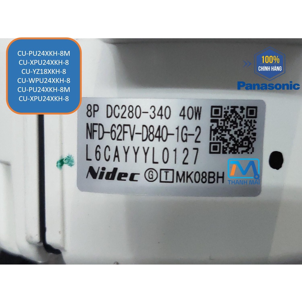 Motor quạt dàn nóng Máy lạnh Panasonic Model CU-WPU24XKH-8 CU-PU24XKH-8M CU-XPU24XKH-8 CU-YZ18XKH-8