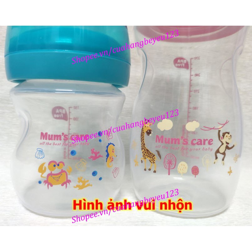 Bình sữa PP cổ rộng cao cấp Mum's Care 150ml / 270ml cho bé - thiết kế 3 van chống đầy hơi - Thái Lan Mum 's Care