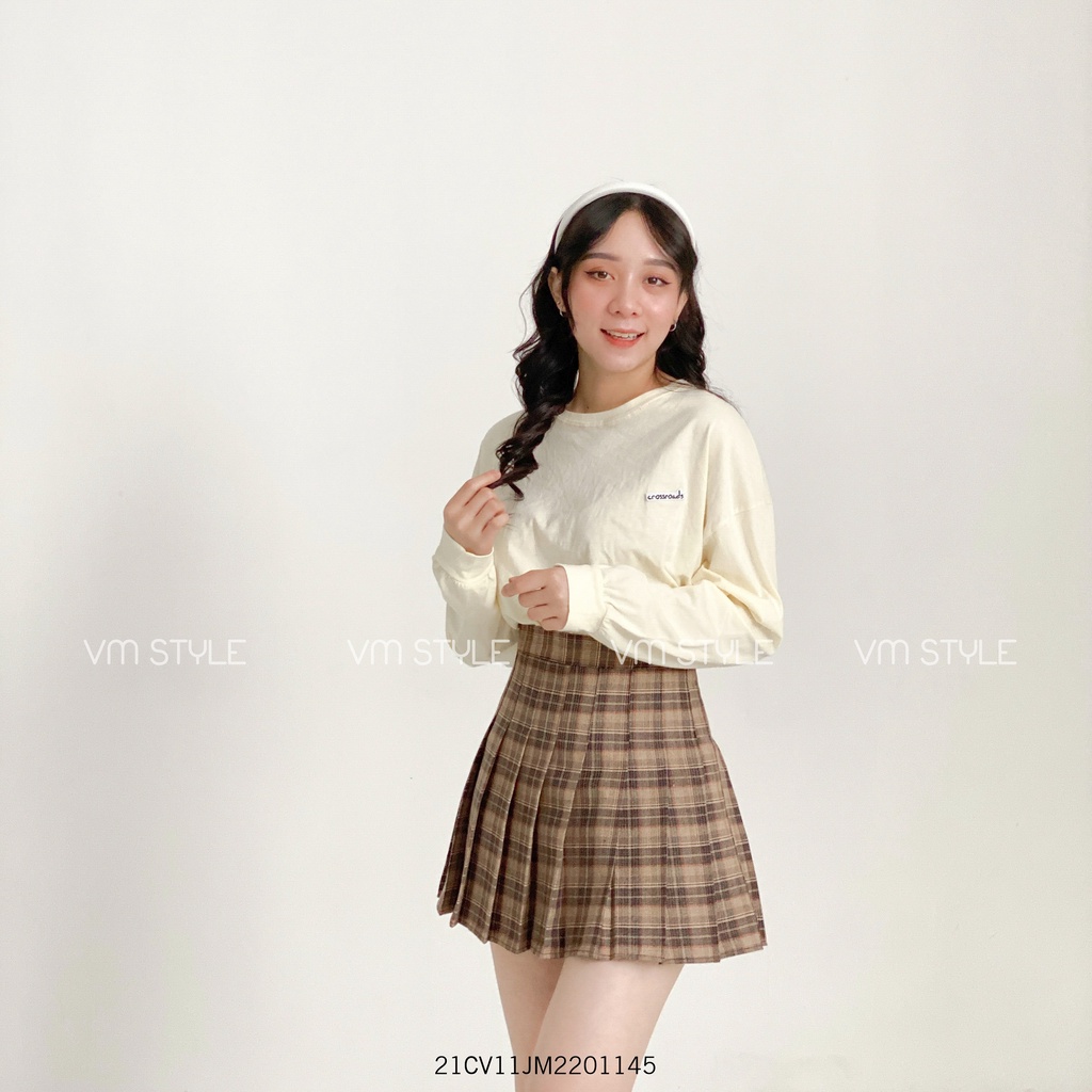 Chân váy ngắn chữ A xếp ly caro, chân váy tennis kèm quần lót bên trong thời trang Hàn Quốc VM STYLE 21CV11JM2201 | BigBuy360 - bigbuy360.vn