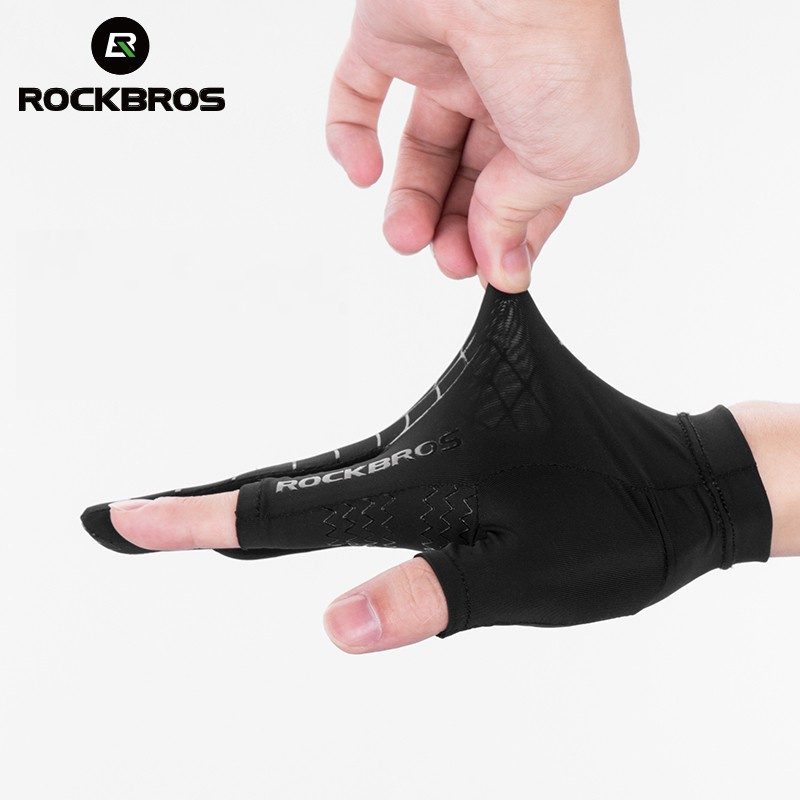 Găng tay thể thao Rockbros hở ngón thoáng khí thoải mái khi đạp xe leo núi