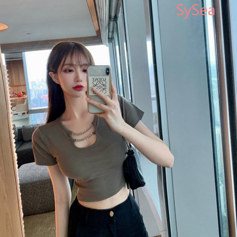 Áo Croptop Ngắn Tay Màu Trơn Thời Trang Mùa Hè Dành Cho Nữ