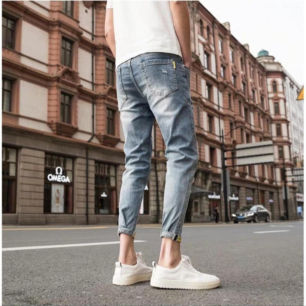 Quần Jean Nam Rách / Quần Jean Nam Rách Gối Chất Bò Cao Cấp Phong Cách Hàn Quốc AD11 | BigBuy360 - bigbuy360.vn