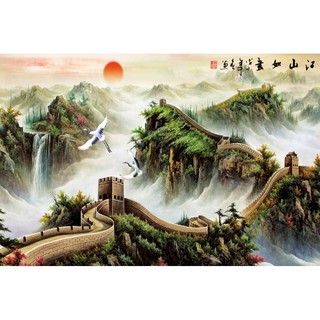 Tranh dán tường phong thủy Vạn Lý Trường Thành LunaTM-0013 kim sa