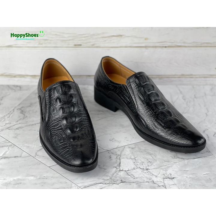 Giầy da nam kiểu lười da bò vân cá sấu Nam Happyshoes HS09 - Mẫu giay da bò công sở