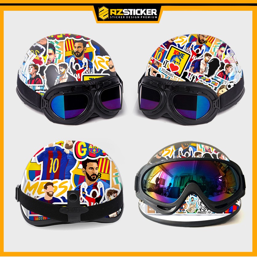 Sticker Messi | Hình Dán Cầu Thủ Bóng Đá Chất Liệu Decal IN Siêu Nét Cắt Sẵn Từng Hình Dán Mũ Bảo Hiểm Chống Nước