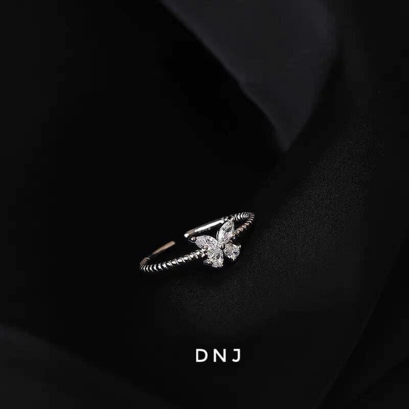 Nhẫn nữ bạc ta thân xoắn nạm đá đẹp xinh xắn dạng hở dễ đeo - Kho sỉ bạc Nhất Linh