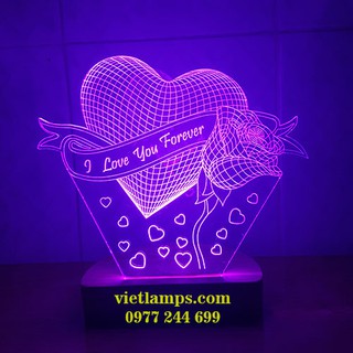 ĐÈN LED 3D TRÁI TIM VÀ HOA