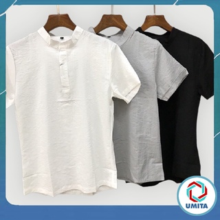 Áo Đũi Nam cổ tàu cộc tay chất đũi thái đẹp cao cấp AD35 - UMITA SHOP