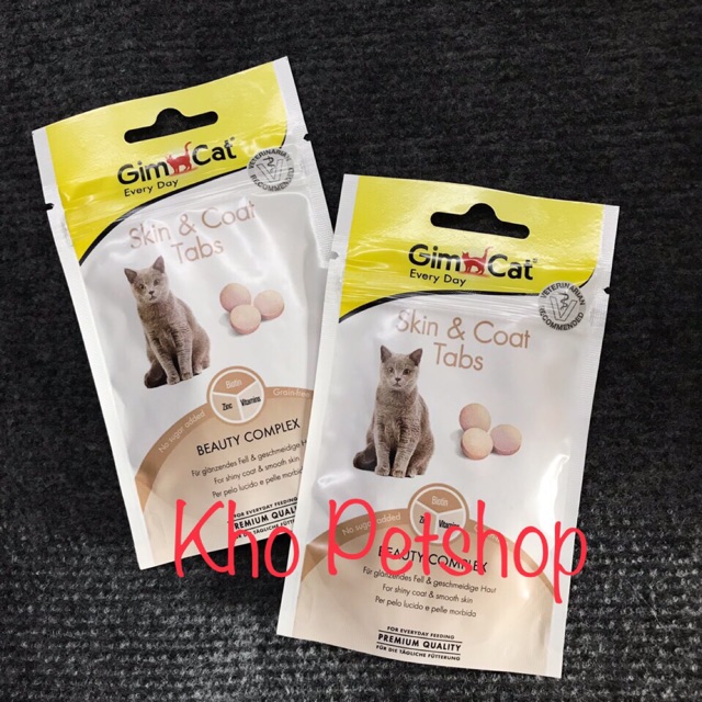 Gimcat Skin &amp; Coat Tabs - Viên nhai hỗ trợ da lông cho mèo