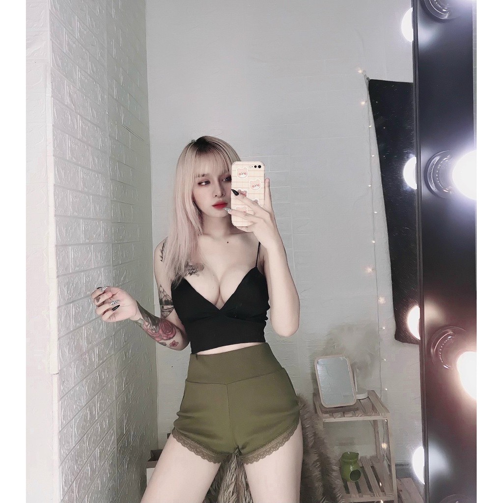 quần đùi thun viền ren xinh, mặc nhà thoải mái đủ màu hình thật