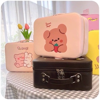Vali Đựng Mỹ Phẩm Gấu Dễ Thương Cốp Đựng Đồ Trang Điểm Da PU Cao Cấp