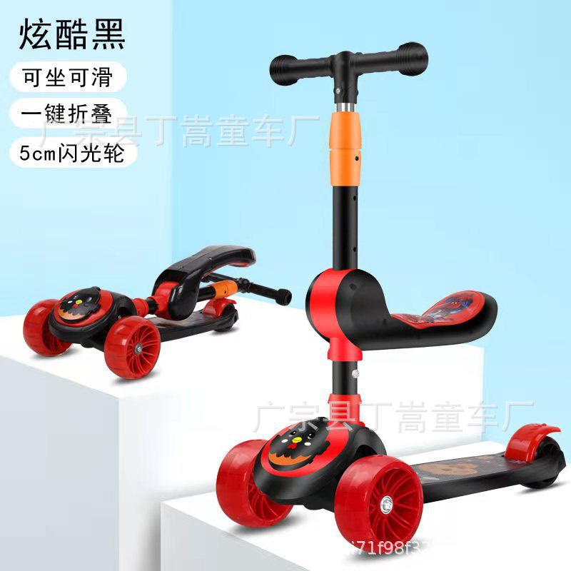 Xe trượt scooter đa năng 2 in 1 cho bé có nhạc bánh xe phát sáng - xe scooter kết hợp chòi chân thông minh