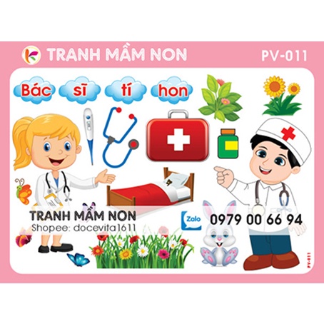 Decal Mầm Non - GÓC PHÂN VAI (Bé làm Bác sĩ) PV-011