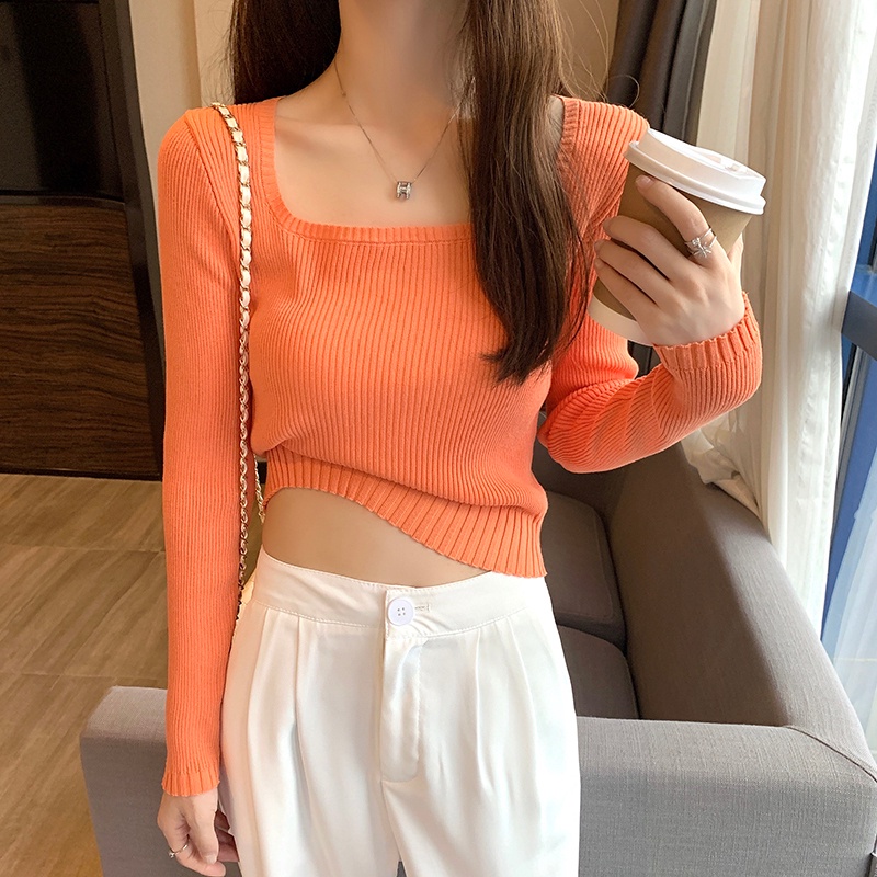 Áo len ZHELIHANGFEI tay dài dáng ôm dễ phối đồ