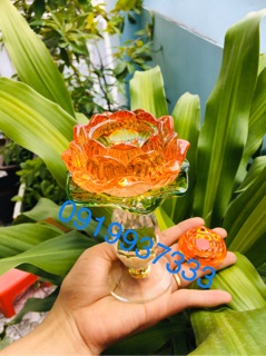 Đế đốt đèn hoa sen pha lê ( cao 15 cm )