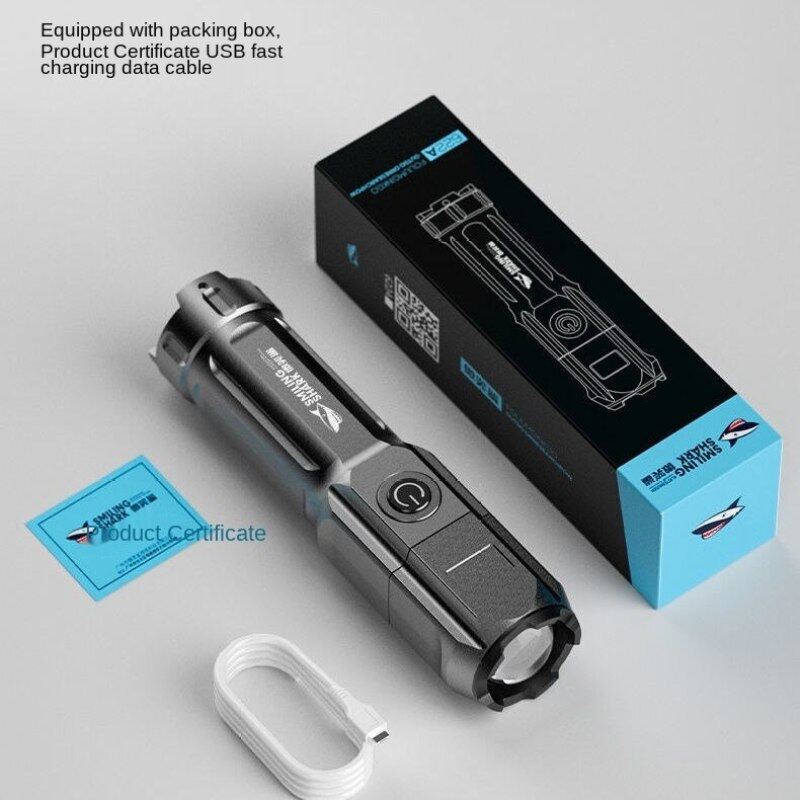 Đèn Pin LED Phóng To Mạnh Đèn Ngoài Trời Gia Dụng Nhỏ Bền Tiện Dụng Sạc Được USB Đường Dài Siêu Sáng Công Suất Cao