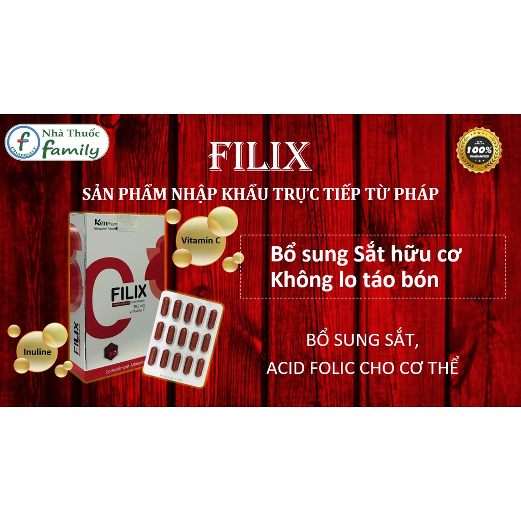 Viên uống bổ máu, bổ sung sắt FILIX - dành cho người lớn, PNCT, trẻ em tuổi dậy thì