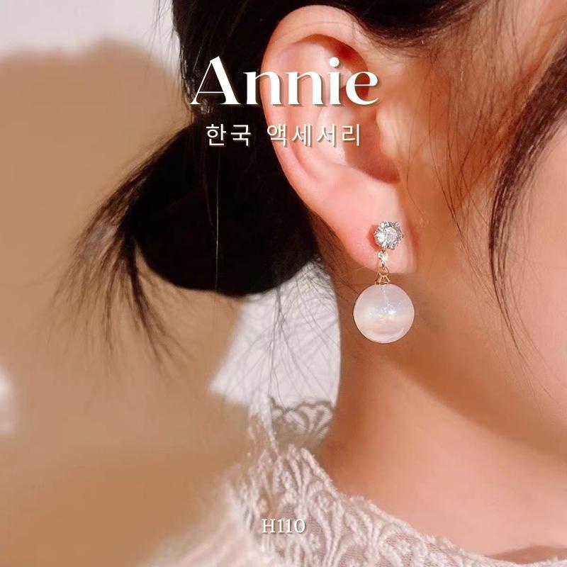 Bông tai hạt ngọc pha lê đính đá phong cách sang trọng hiện đại Annie H110