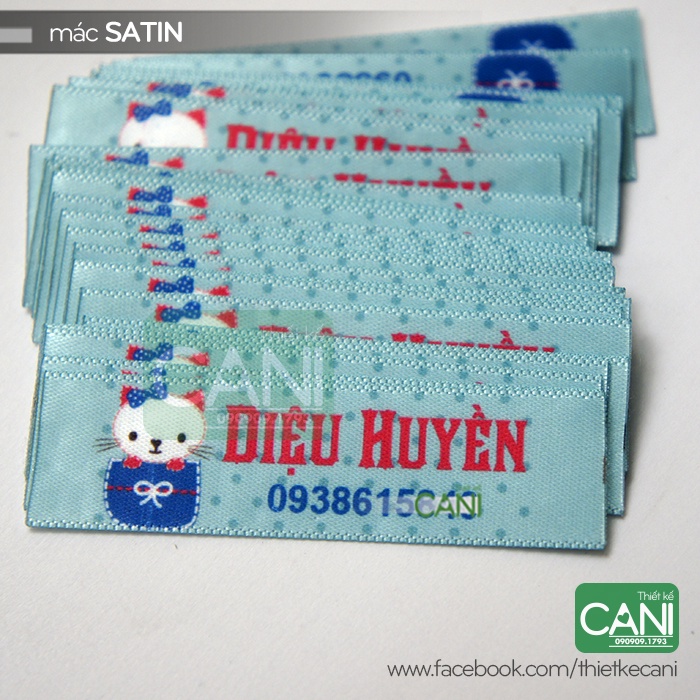 MÁC SATIN CHO BÉ 1 gói gồm 25c hoặc 50c Phù hiệu In theo thông tin riêng Mác quần áo cho bé CANI