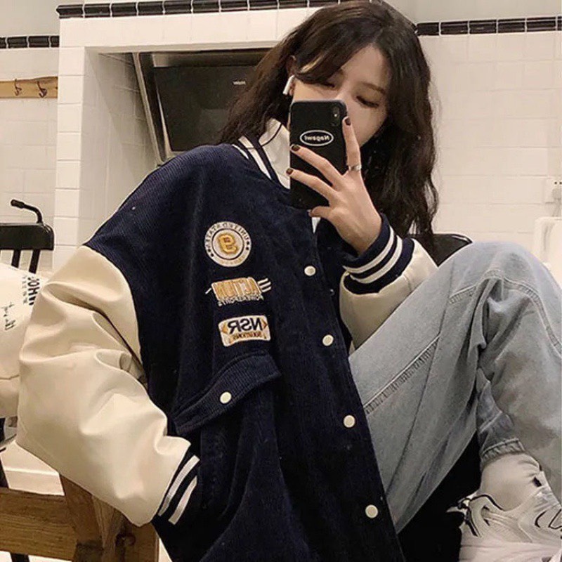 [Bomber jacket] Áo bomber jacket nam nữ unisex NSR chất nhung phối, áo khoác thu đông unisex hàng bao chất cá tính
