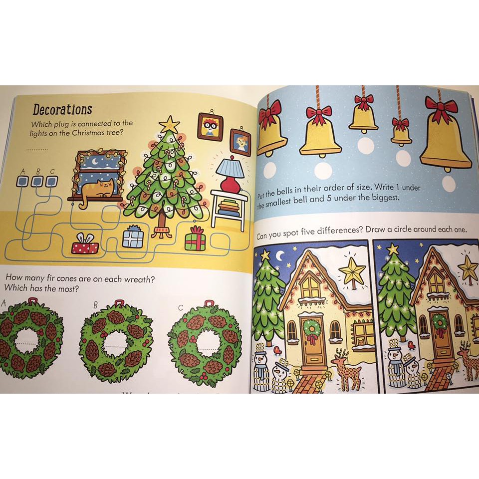Sách kỹ năng Little children's christmas activity book Usborne