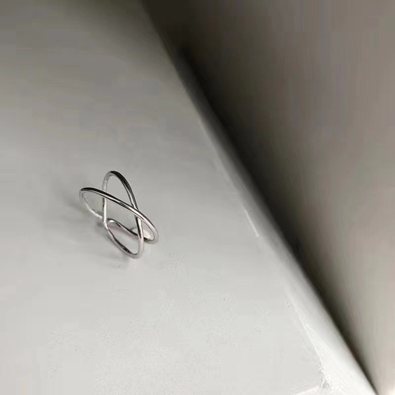 Nhẫn hợp kim dạng hở thiết kế bắt chéo gợn sóng nước ngang phong cách Hàn Quốc thời trang đơn giản cho nữ