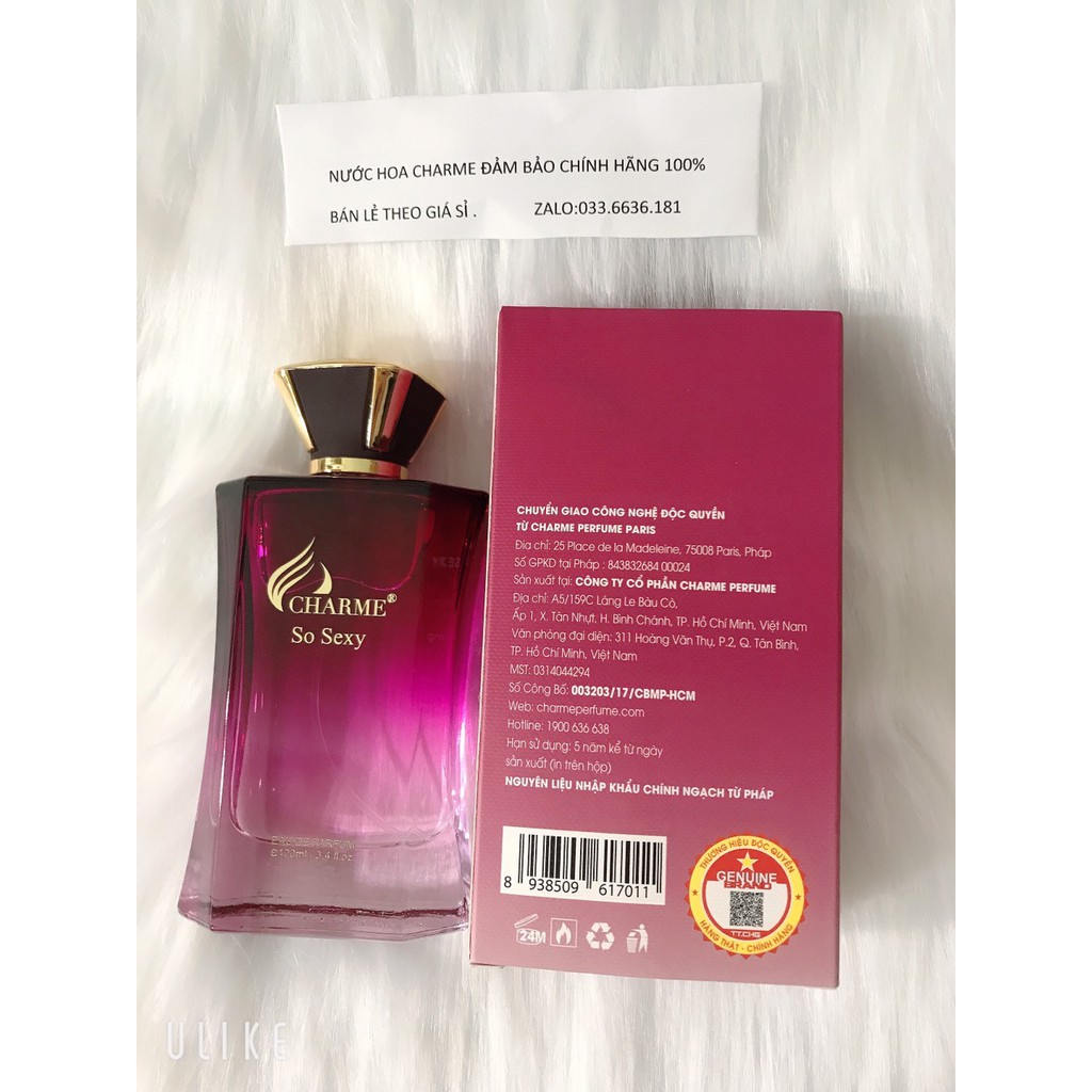 [chính hãng 100%] nước hoa C.H.A.R.M.E SO SEXY 100ML (đền tiền gấp đôi nếu hàng không đúng )