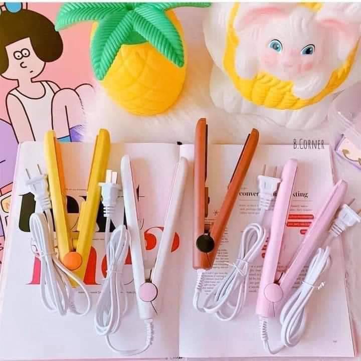 Máy là tóc mini cute kèm hộp nhựa-Máy duỗi là tóc mini hình cute