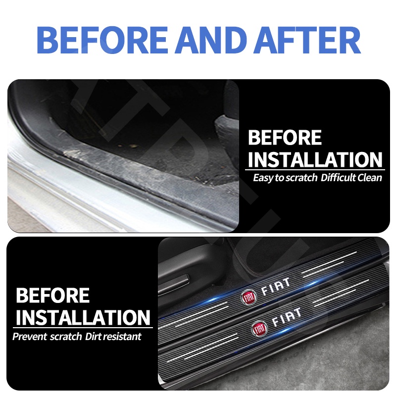 Sticker Sợi Carbon Dán Cửa Xe Hơi Fiat Uno Toro 500 Bravo Punto Palio Argo Stilo Strada Mobi