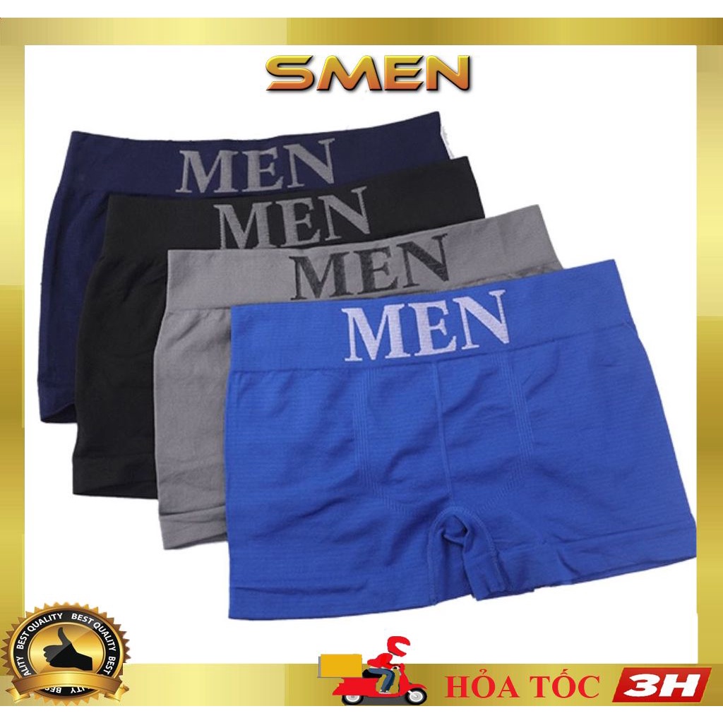 Quần sịp nam boxer dệt kim, quần lót nam boxer MEN cao cấp (Che tên) - SMEN