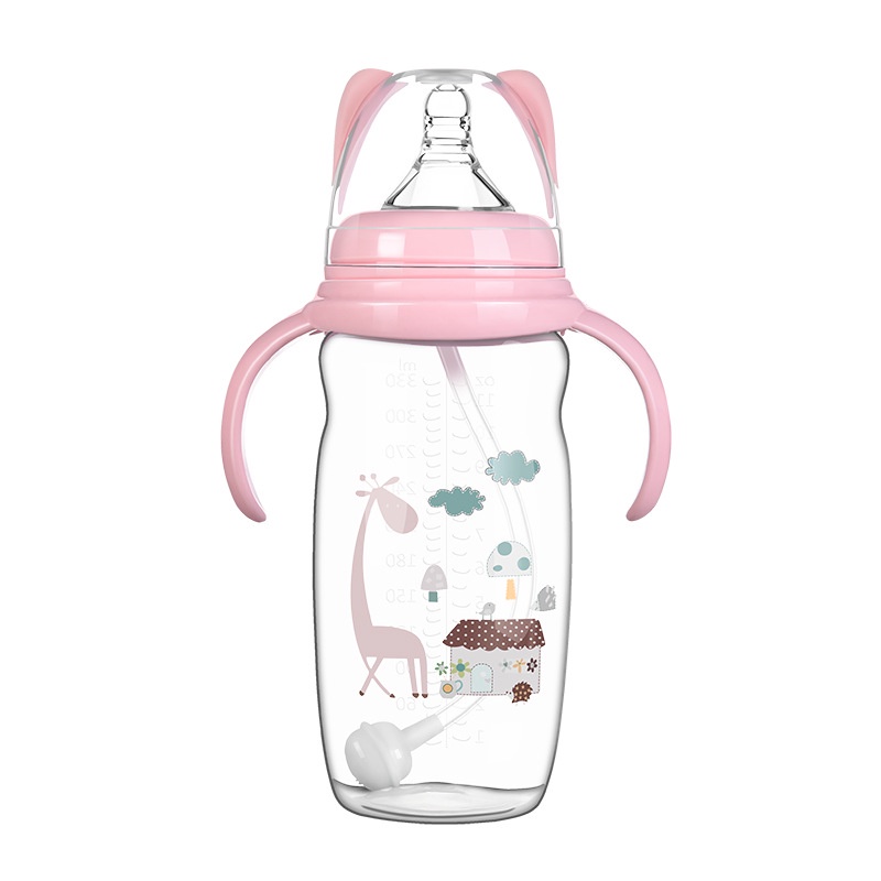 Bình sữa PP silicone miệng lớn không chứa bisphenol A miệng lớn an toàn chống sặc chống rơi dành cho trẻ sơ sinh 330ml