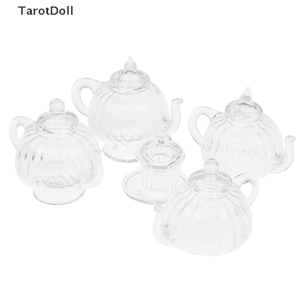 Bình Trà Thủy Tinh Mini Đế Phẳng Trang Trí Nhà Búp Bê Tỉ Lệ 1: 12