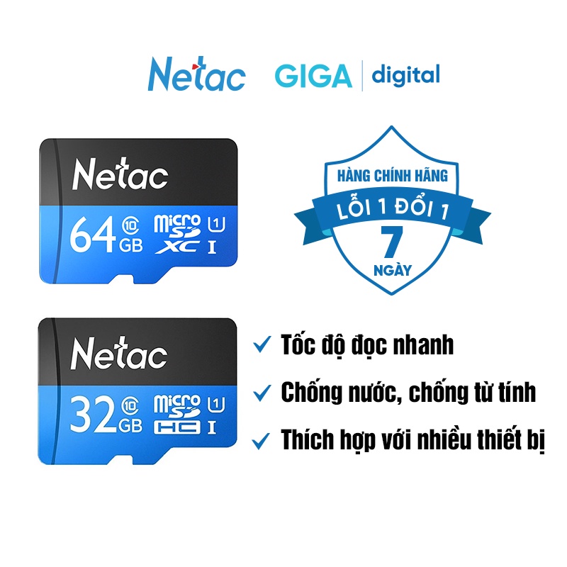 Thẻ nhớ Netac microSD 32GB chính hãng - BH 6 tháng