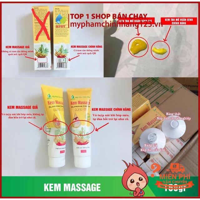 Kem Massage Tan Mỡ Ngân Bình + Tặng Thước Dây Đo, Kem tan mỡ gừng ớt Gia truyền Ngân Bình 150g