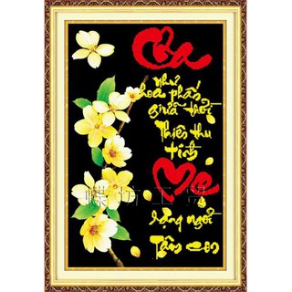 Tranh Thêu Chữ Thập 3D Cha Như Hoa Phấn Giữa Trời Thiên Thu, Tình Mẹ Rạng Ngời Tâm Con 223388 (KHÁCH TỰ THÊU) KT44X64CM
