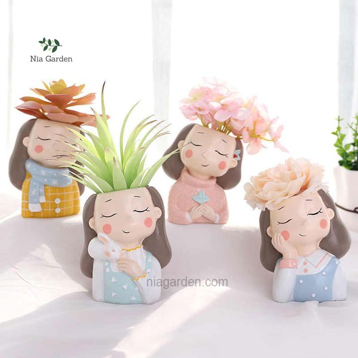 Chậu cô gái mùa xuân little girl spring trồng cây cảnh